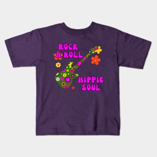 Rock N Roll, Hippie Soul, Flower Power, Hippie Kids T-Shirt